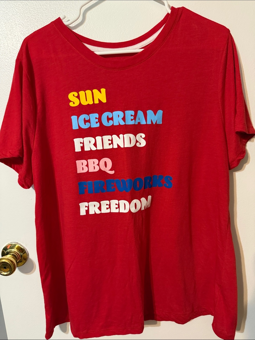 Women’s Red Short Sleeve Graphic Tee - Summer Words